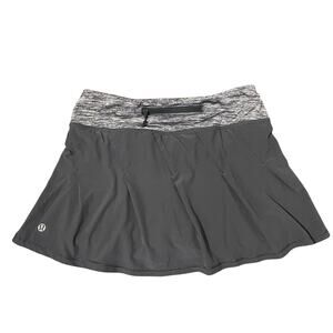 Lululemon Athletica Womens Pleated Skort Skirt Undershorts Tennis Prep sz 2 Gray